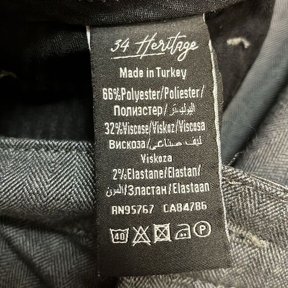 34 Heritage Men’s Pant Charisma Comfort-Rise Classic Fit 40x32 Herringbone Gray - Picture 11 of 13